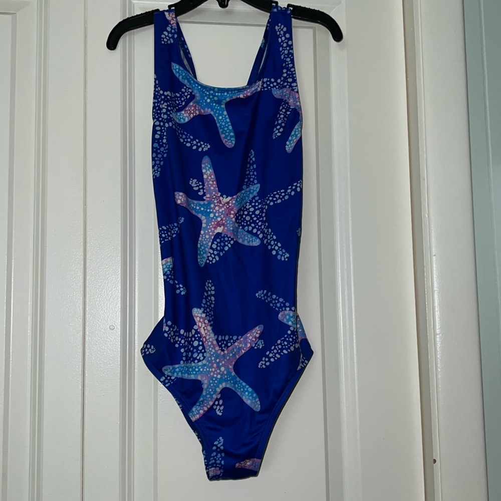 Lands End one piece crisscross back size 10 swim suit